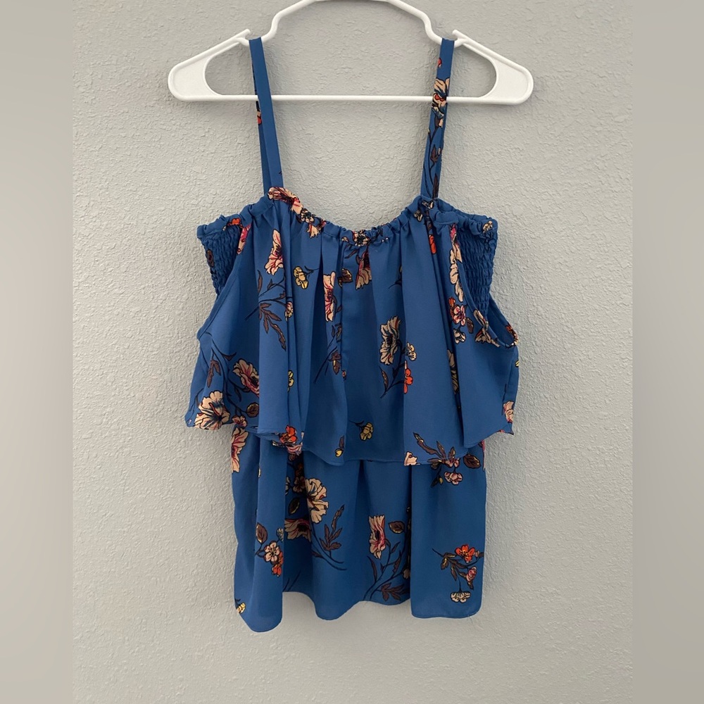 Floral spaghetti strap blouse. Size L.